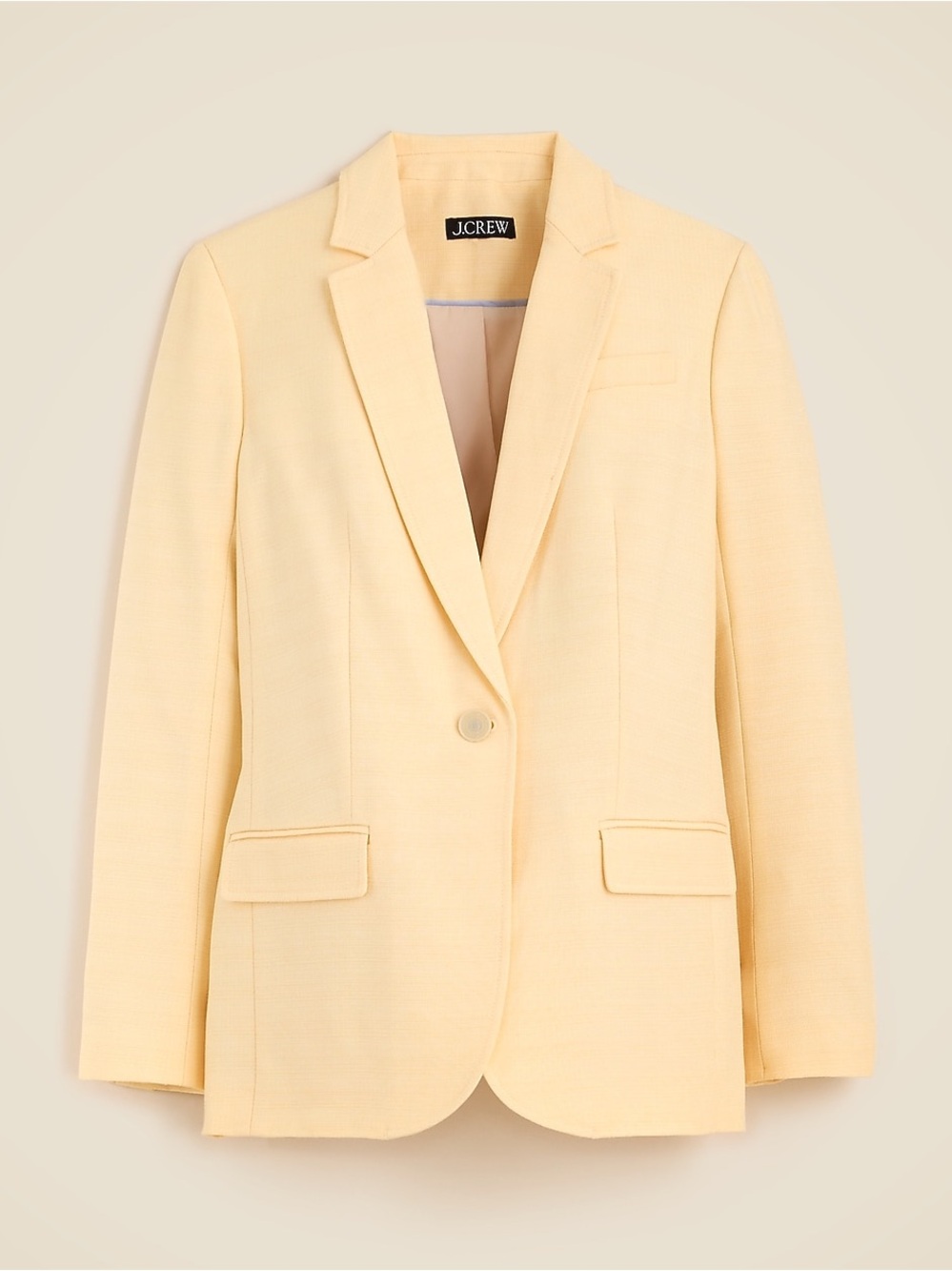 J. Crew Light Yellow Single-Button Tailored Blazer